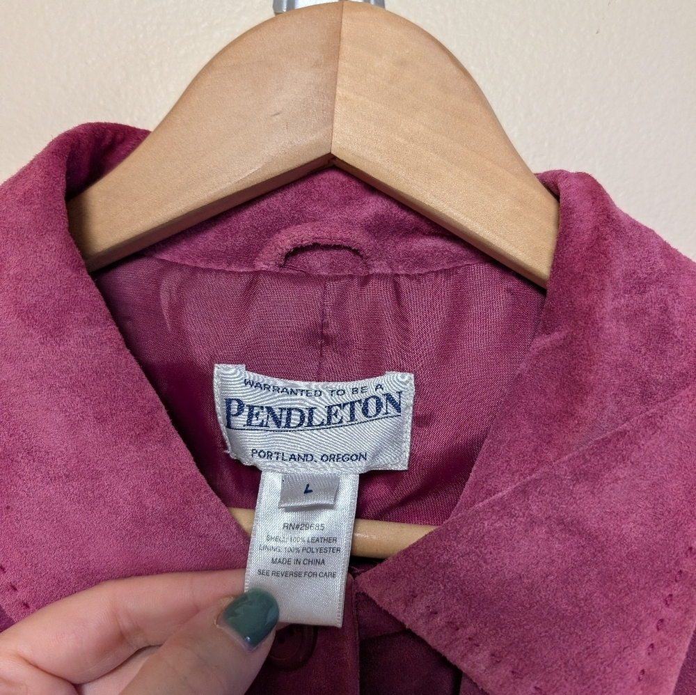 Pendleton Raspberry Suede Button-Up Jacket - Picture 2 of 5
